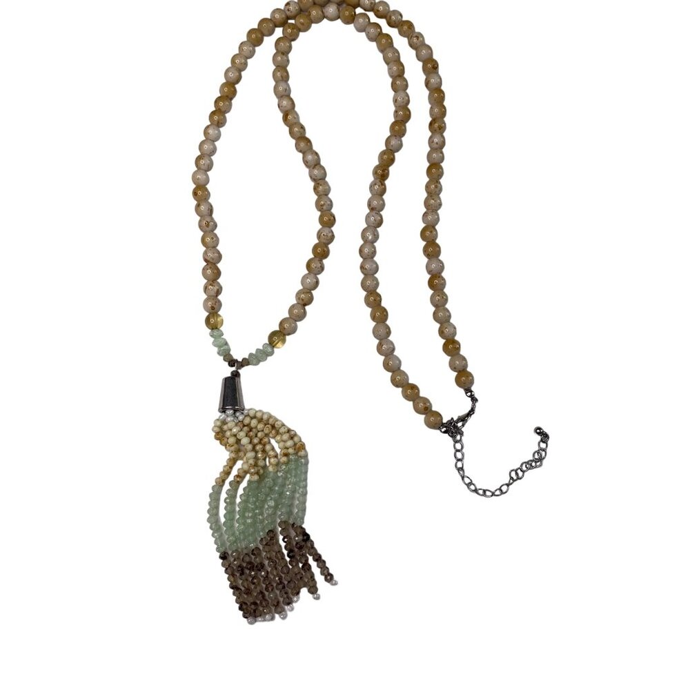 Long Beaded Tassel Necklace Costume Jewelry u